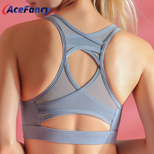 Acefancy Yoga Crop Top Sports Bras Gym Women Padded Yoga Top Women Flexible Gym Top Women T2004 Sport Wear Elastic Gym Clothing