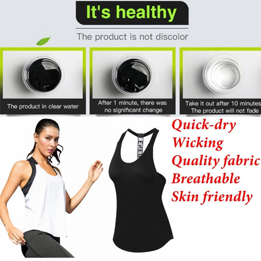 Women Yoga Shirts T-Backless Loose Sleeveless Sports Shirts Fitness Workout Crop Tops Shirt Vest Quick Drying Female Sportswear