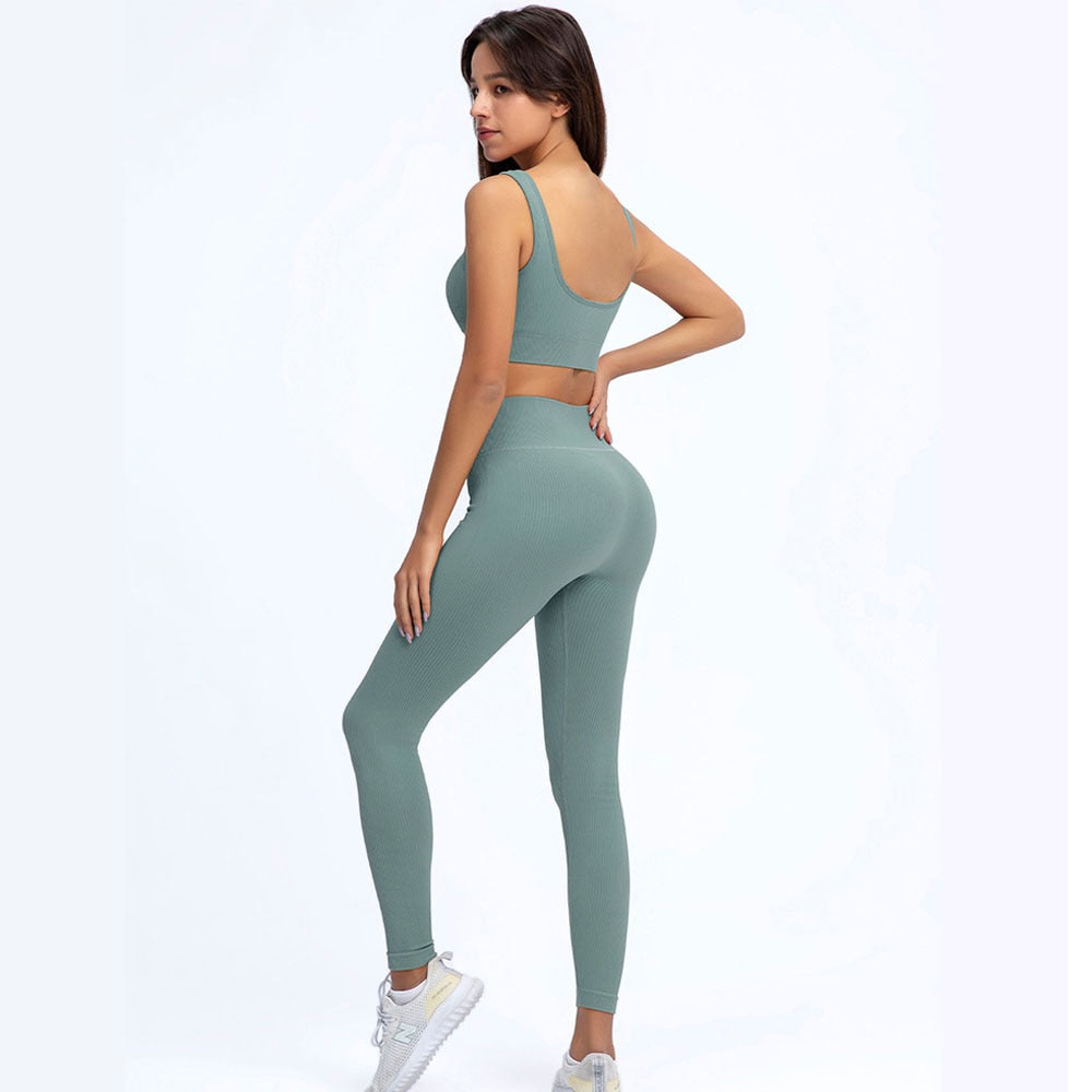 Seamless Yoga Set Gym Clothing Women Leggings Sports Bra Fitness Women Outfit Sport Suit 2Pcs Workout Clothes Women Tracksuit