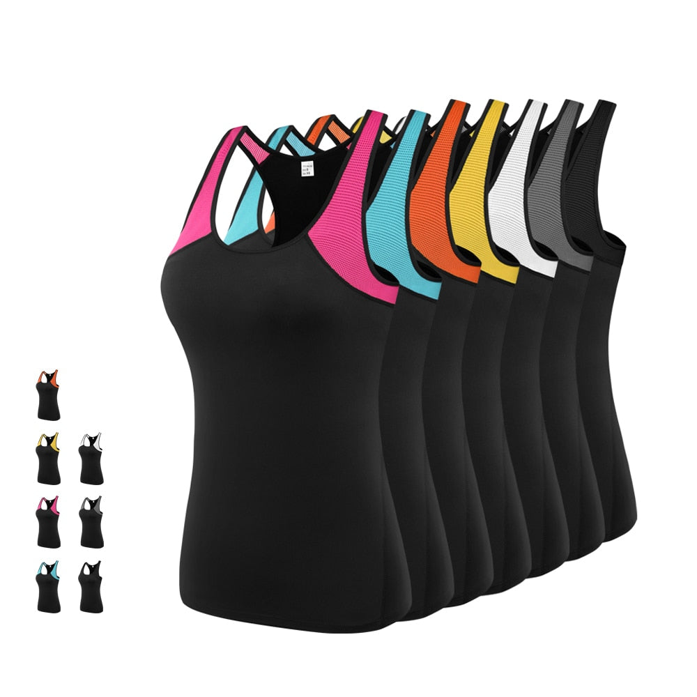 New Women&#39;s Sports Vest Professional Quick-drying Fitness Tank Top Active Workout Yoga Clothes T-shirt Running Gym Jogging Vest