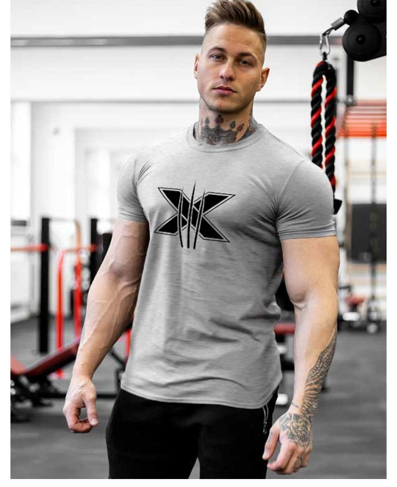 Tshirt for Men Bodybuilding  Graphic T Shirts Workout Fitness Men Clothing Short Sleeve Shirt Street Wear