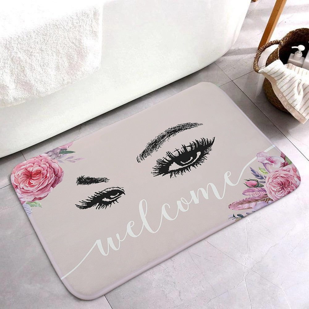 Anti-slip Absorb water Bath mat  Cartoon eyelash Bathroom kitchen bedroon floor mat Entrance kids prayer mat 40*60cm 0050