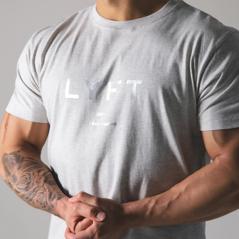 Japan&amp;UK 2022 Summer Men Gym Cotton Short Sleeve T Shirt Fitness Bodybuilding Shirts Print Fashion Male Clothing Brand Tee Tops