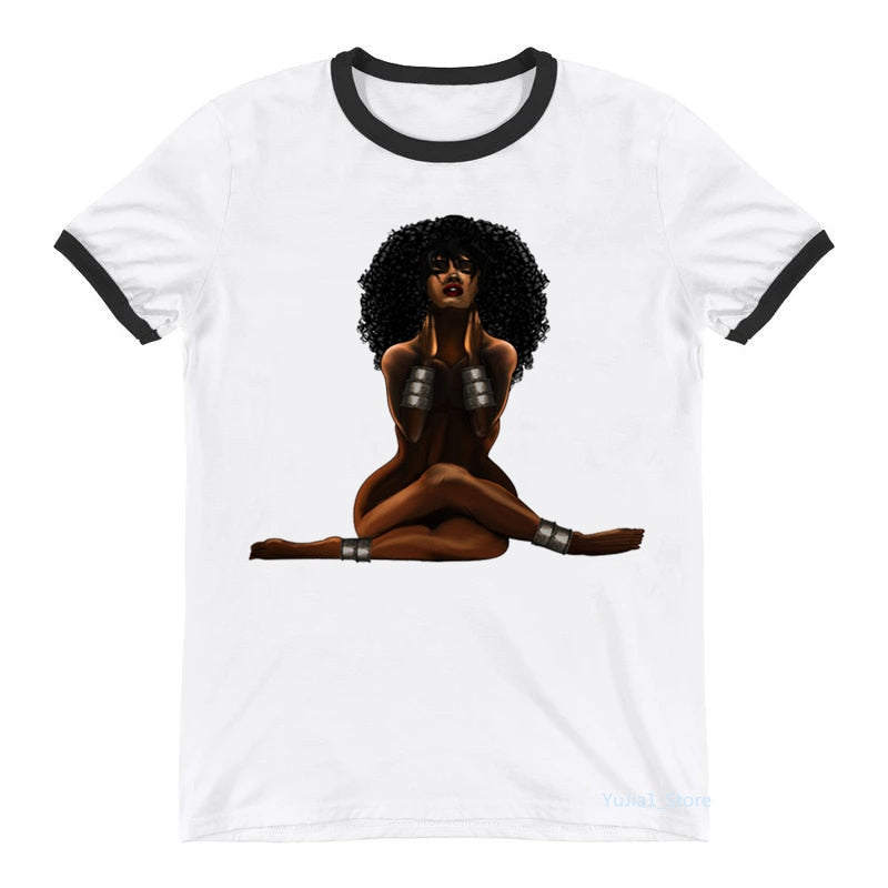 I Am Black Africa America Art Black Women T-Shirt Melanin Poppin Tshirt Femme Aesthetic Clothes Harajuku Shirt Summer Tops Tee