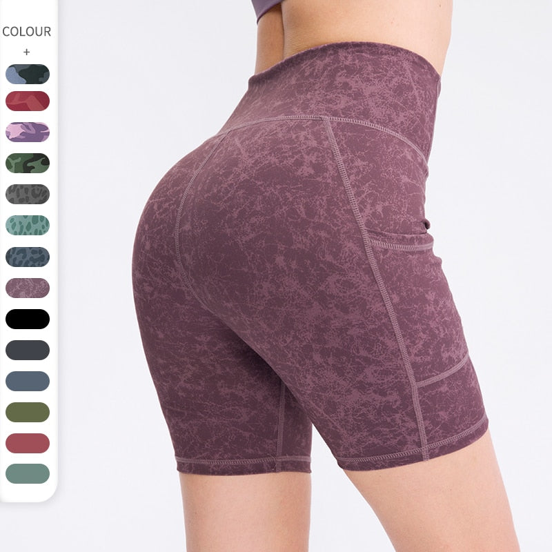 Women&#39;s Yoga Shorts with Pocket Running Tights Short  High Waist Gym Compression Sport Shorts Yoga Legging Gym Workout Short