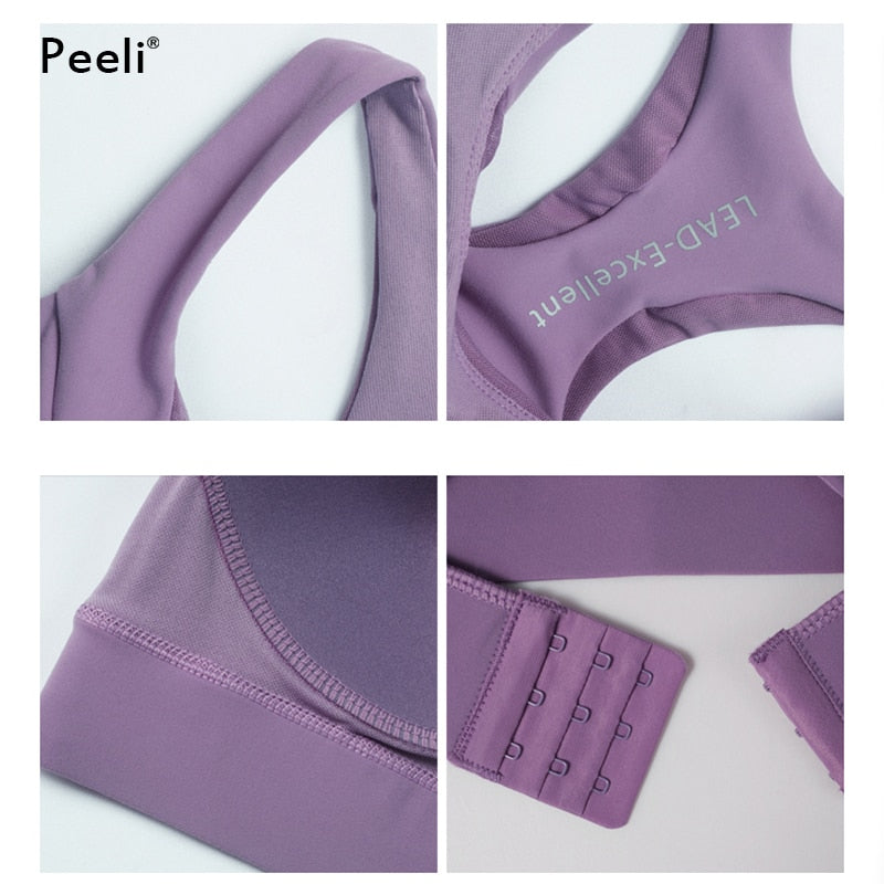 Peeli High Impact Sports Bra with Pad Push Up Seamless Crop Top Women Fitness Gym Bra Workout Yoga Top Sports Wear Active Tank