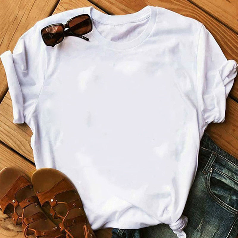 Summer 2021 New Fashion Graphic Print T Shirts Women Funny Tshirts Casual White Short Sleeves Tops Tees Feamle Clothing