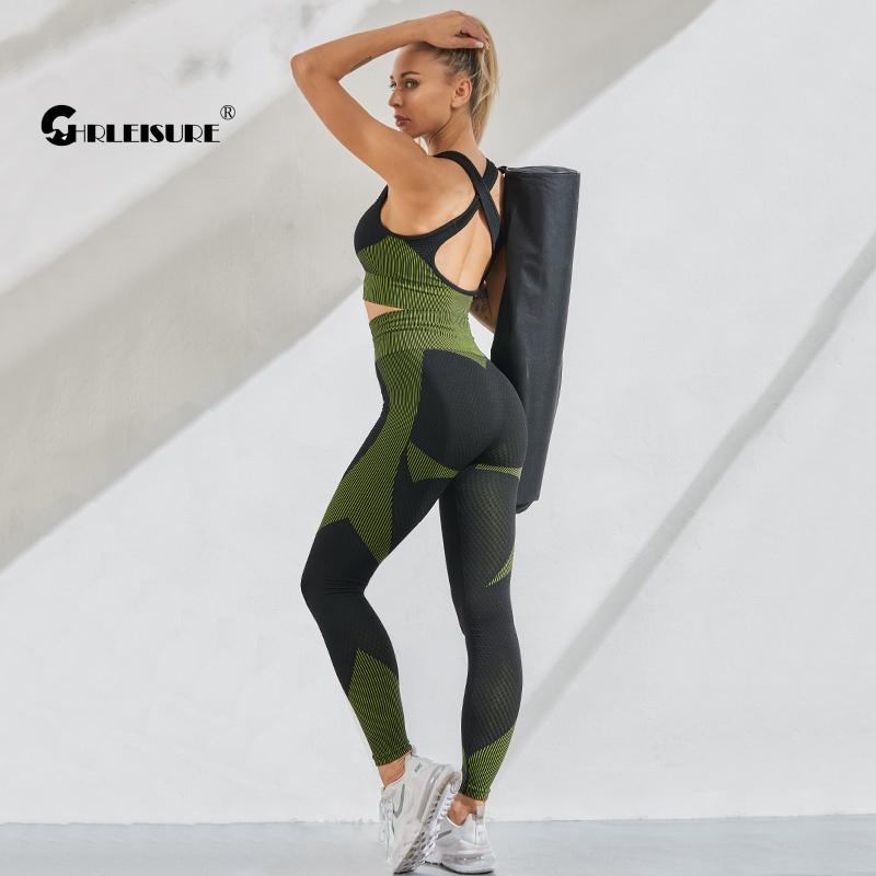 CHRLEISURE 2/3PCS Sports Set Women Seamless Sports Suits Push Up Gym Legging Fitness Tank Zipper Long Sleeve Workout Yoga Pants