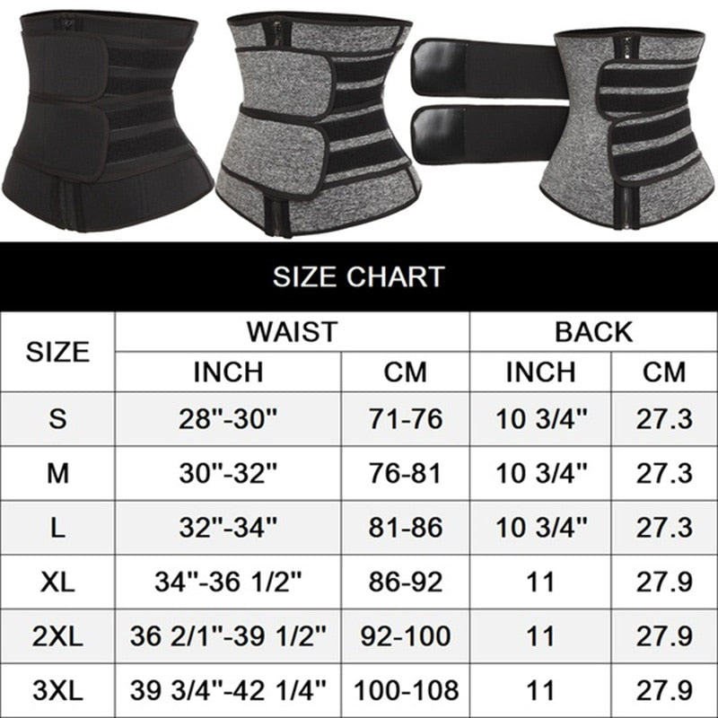 Women Abdominal Belt High Compression Zipper Neoprene Waist Trainer Cincher Corset Body Shaper Fajas Sweat Shapewear