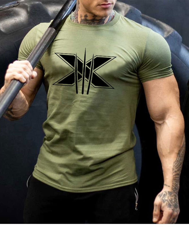 Tshirt for Men Bodybuilding  Graphic T Shirts Workout Fitness Men Clothing Short Sleeve Shirt Street Wear