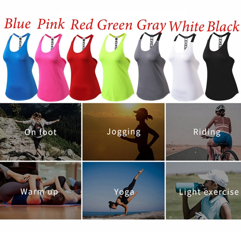 LIght Weight Fitness Women Easy Wash Sports Yoga Shirt Quickly Dry Sleeveless Running Vest Workout Crop Top Female T-shirt