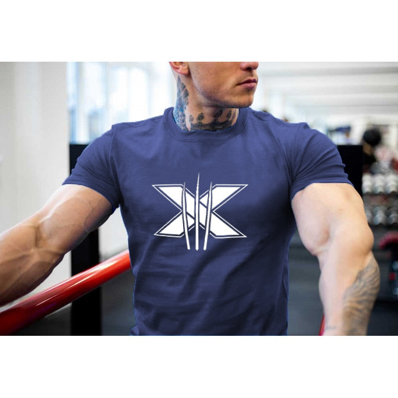 Tshirt for Men Bodybuilding  Graphic T Shirts Workout Fitness Men Clothing Short Sleeve Shirt Street Wear