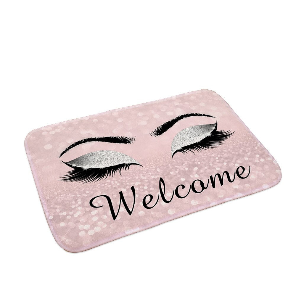 Anti-slip Absorb water Bath mat  Cartoon eyelash Bathroom kitchen bedroon floor mat Entrance kids prayer mat 40*60cm 0050