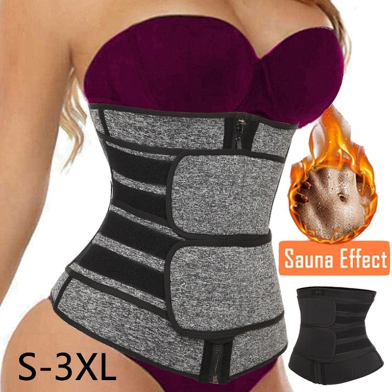 Women Abdominal Belt High Compression Zipper Neoprene Waist Trainer Cincher Corset Body Shaper Fajas Sweat Shapewear