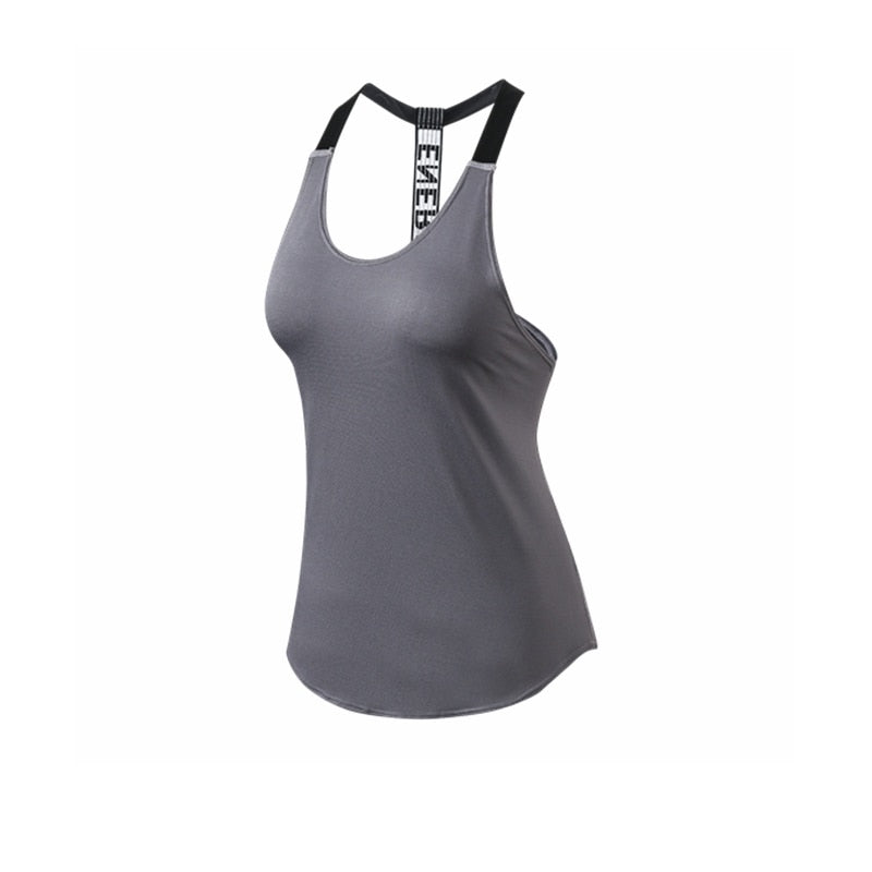 Women Yoga Shirts T-Backless Loose Sleeveless Sports Shirts Fitness Workout Crop Tops Shirt Vest Quick Drying Female Sportswear