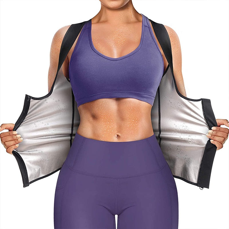 Women Sauna Shaper Vest Thermo Sweat Shapewear Tank Top Slimming Vest Waist Trainer Corset Gym Fitness Hot Workout Zipper Shirt