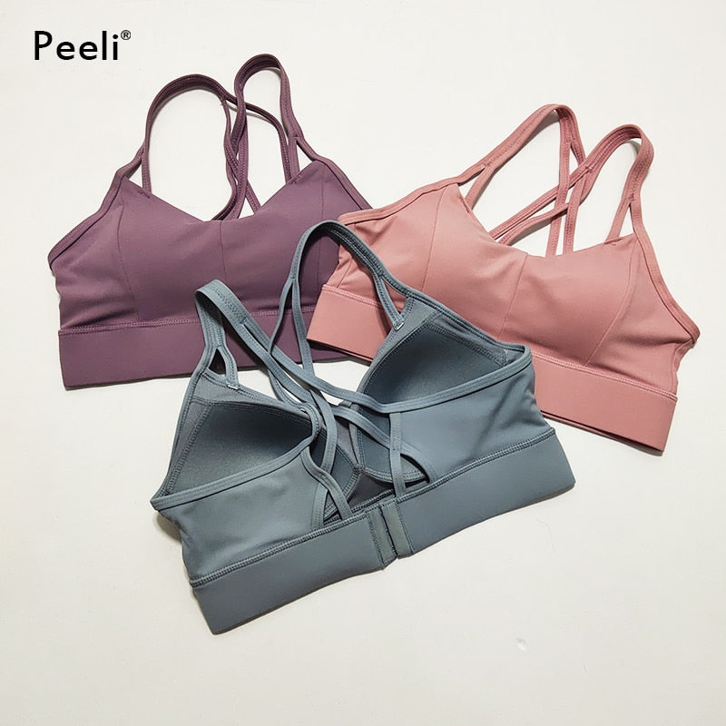 Peeli Push Up Seamless Sports Bra Workout High Support Sport Top Crop Fitness Active Wear Women Yoga Underwear Gym Brassiere