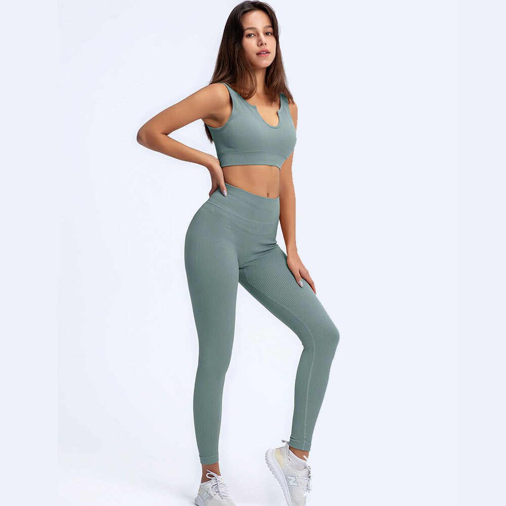 Seamless Yoga Set Gym Clothing Women Leggings Sports Bra Fitness Women Outfit Sport Suit 2Pcs Workout Clothes Women Tracksuit