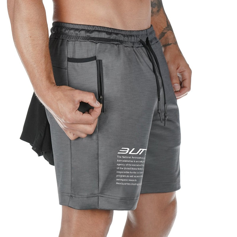 2022 Summer Running Shorts Men 2 in 1 Sports Jogging Fitness Shorts Training Quick Dry Mens Gym Men Shorts Sport gym Short Pants