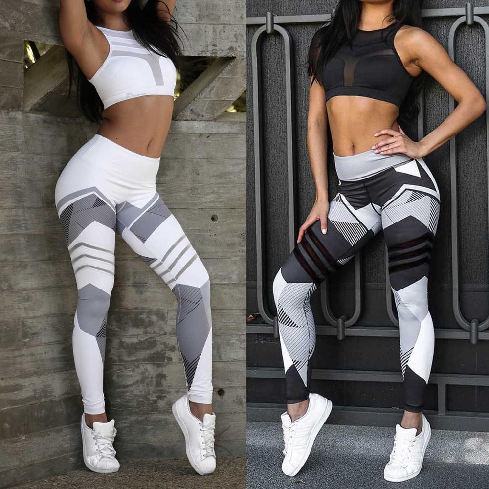 Women Running Yoga Set Breathable Tops push up Pants Sportswear Gym Workout Fitness Digital Print Stretch Leggings &amp; Bra