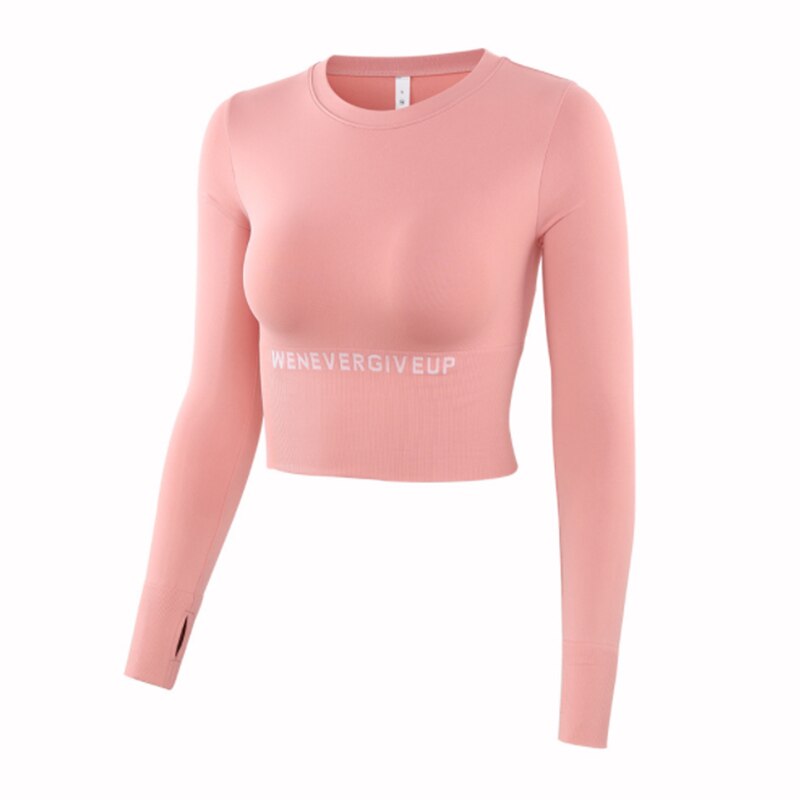 Autumn Seamless Yoga Shirts Women Elastic Thumb Hole Fitness Running Long Sleeve Sports T Shirts Gym Workout Tight Crop Top