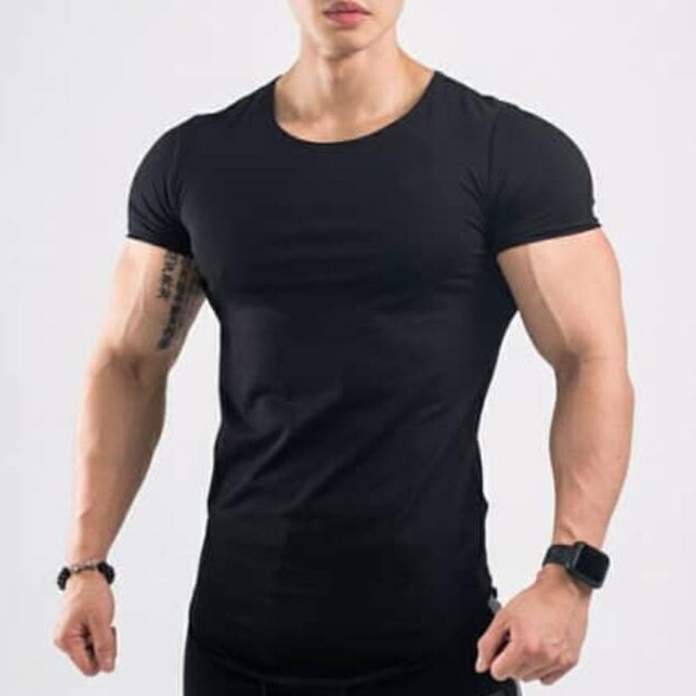 Gym t shirt Men&#39;s Fitness Workout Cotton T-Shirt Male Bodybuilding Workout Skinny Tee shirt Summer Casual Solid Tops Clothing