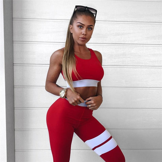 Sexy Patchwork Striped Sportswear Women's tracksuit leggings women Women's pants fitness gym set women athletic wear for women