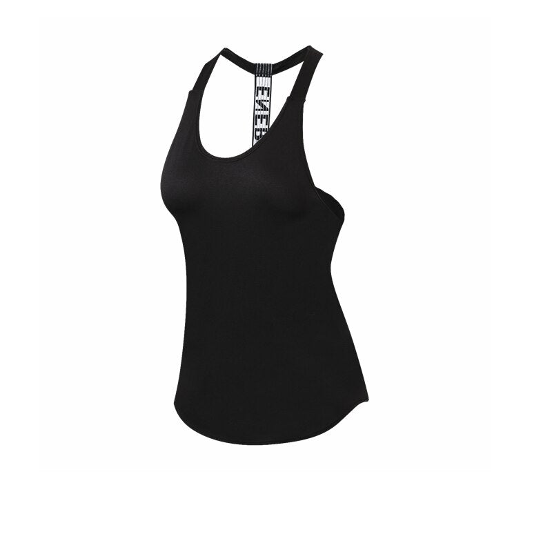 Women Yoga Shirts T-Backless Loose Sleeveless Sports Shirts Fitness Workout Crop Tops Shirt Vest Quick Drying Female Sportswear