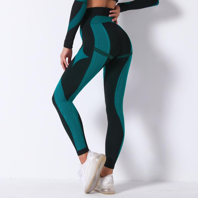 CHRLEISURE Leggings Women Stripe Yoga Pants Autumn Spring Sport Leggings Fitness High Waist Push Up GYM Running Workout Trousers