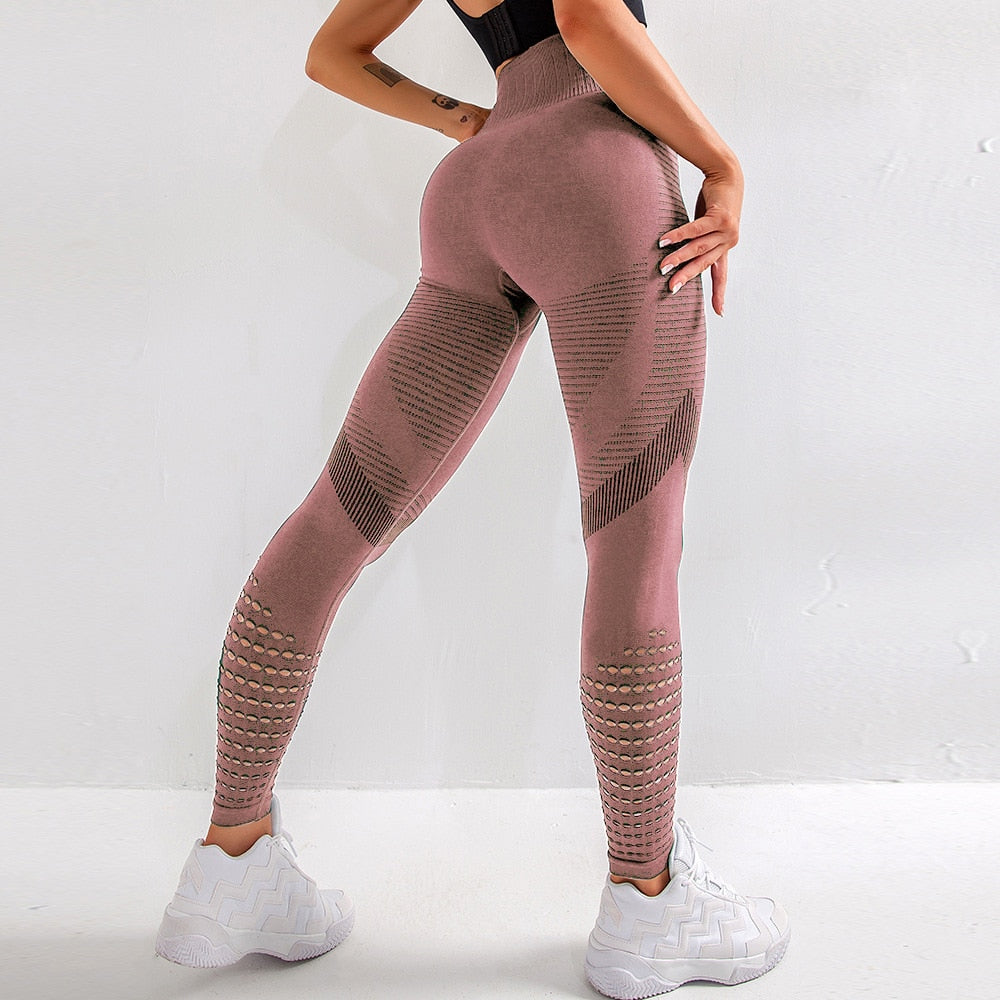 Women Hollow Leggings Push Up Fitness Leggings High Waist Workout Legging For Women Casual Jeggings Seamless 4Color