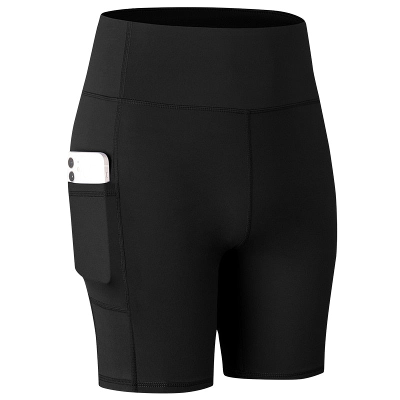 Women&#39;s Yoga Shorts with Pocket Running Tights Short  High Waist Gym Compression Sport Shorts Yoga Legging Gym Workout Short