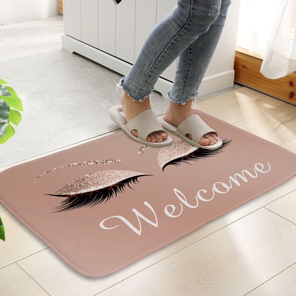 Anti-slip Absorb water Bath mat  Cartoon eyelash Bathroom kitchen bedroon floor mat Entrance kids prayer mat 40*60cm 0050