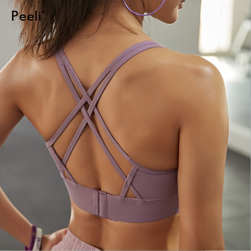 Peeli Push Up Seamless Sports Bra Workout High Support Sport Top Crop Fitness Active Wear Women Yoga Underwear Gym Brassiere