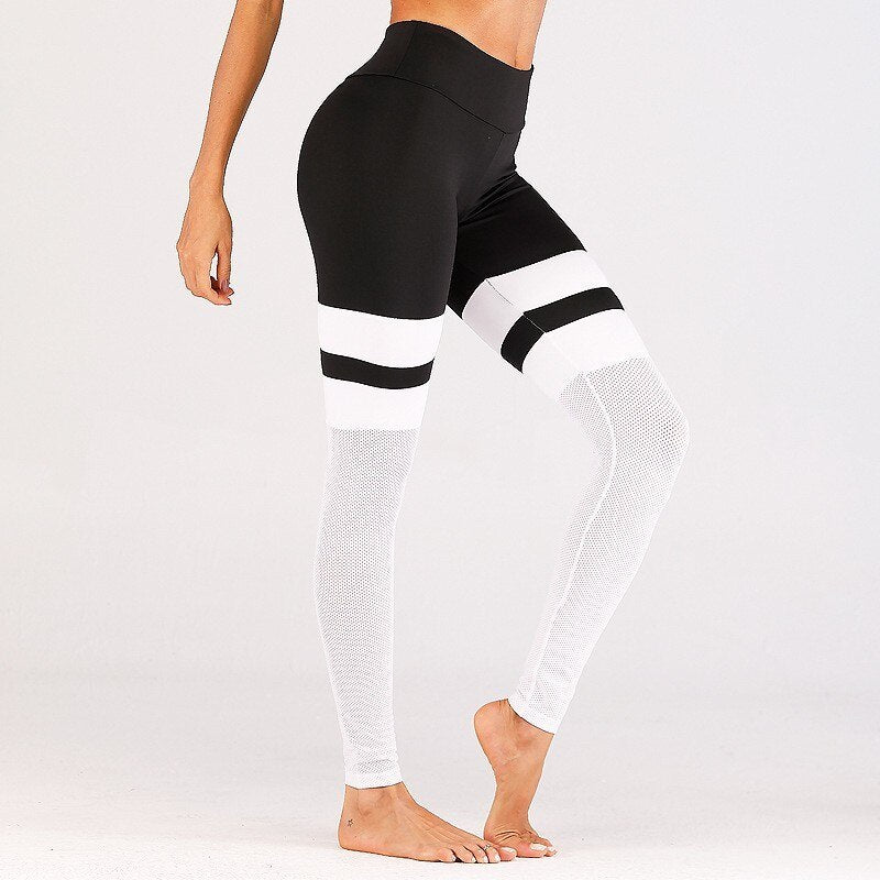 Mesh Patchwork Sport Leggings Fitness Women Yoga Pants High Waist Yoga Leggings Gym Training Running Sport Pants Sports Clothing