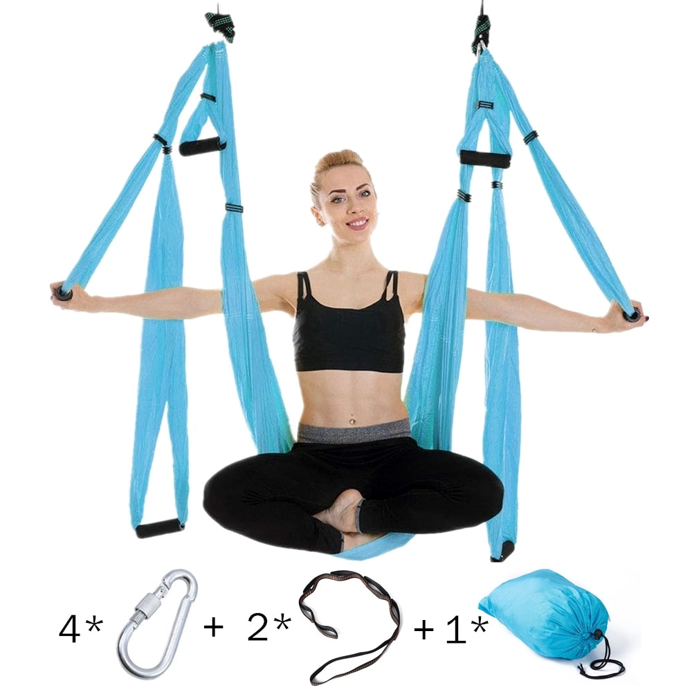 Anti-gravity Aerial Yoga Hammock Set Multifunction Yoga Belt Flying Yoga Inversion Tool for Pilates Body Shaping with Carry Bag