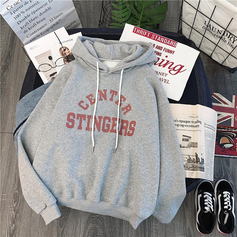 Zuolunouba Winter Thick Section Women&#39;s Clothing Print Letter Harajuku Women Hoody Sweatshirt Fashion Long Sleeve Lady Pullover