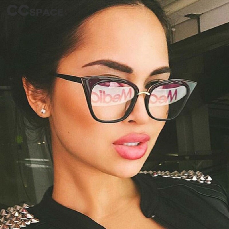 SU135 Cat Eye Women Eyeglasses Spectacle Frames Glasses Classic Brand Designer Black Frame Metal Rivet Ladies Eyewear