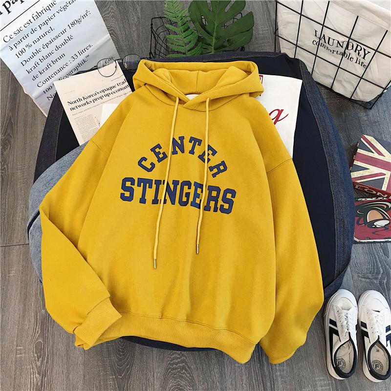 Zuolunouba Winter Thick Section Women&#39;s Clothing Print Letter Harajuku Women Hoody Sweatshirt Fashion Long Sleeve Lady Pullover