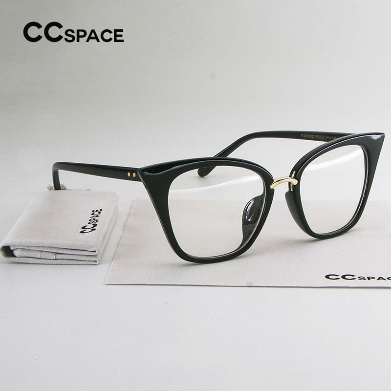 SU135 Cat Eye Women Eyeglasses Spectacle Frames Glasses Classic Brand Designer Black Frame Metal Rivet Ladies Eyewear