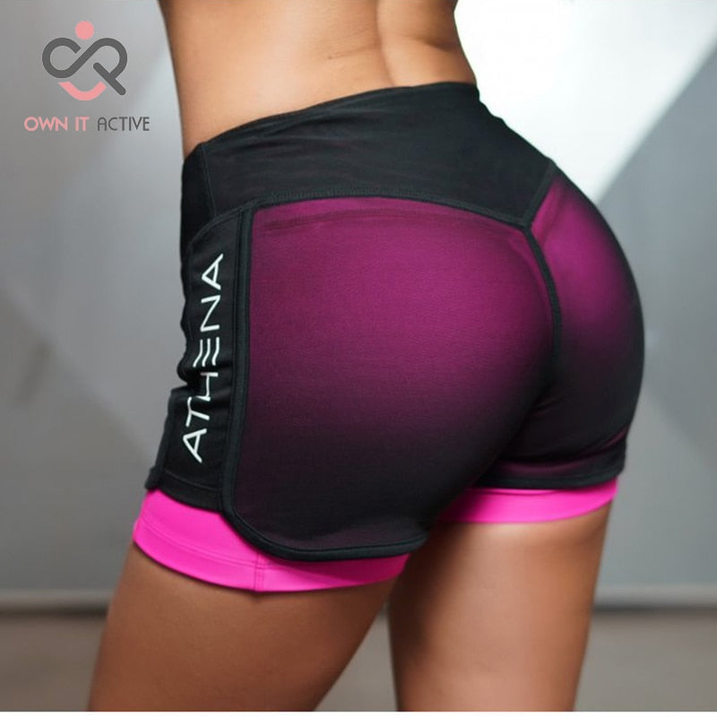 Fitness Yoga Shorts for Women Compression Mesh Overlay Gym Slim Fit Running Sports Short Quick Dry Cardio Training P145