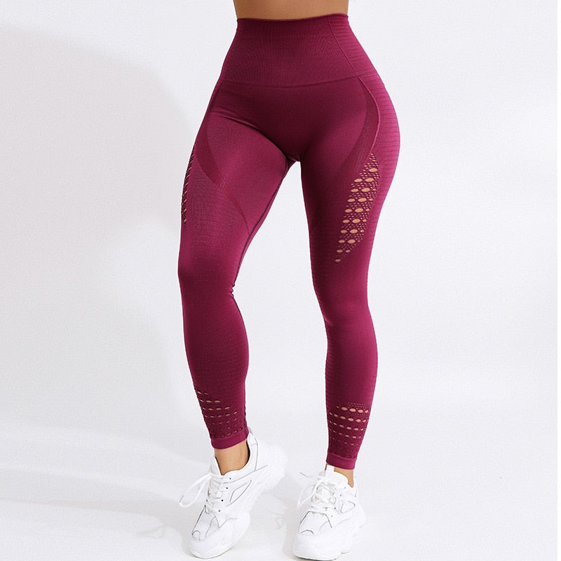 Women Hollow Leggings Push Up Fitness Leggings High Waist Workout Legging For Women Casual Jeggings Seamless 4Color