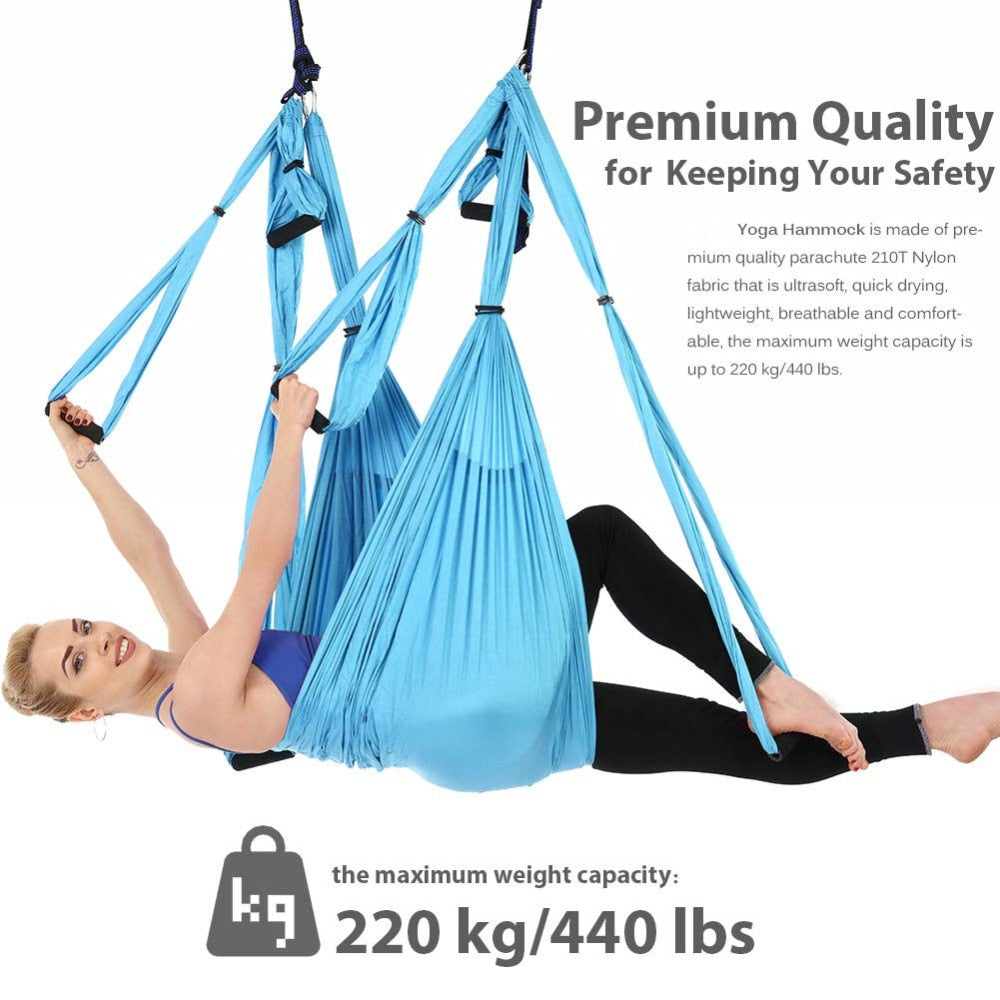 Anti-gravity Aerial Yoga Hammock Set Multifunction Yoga Belt Flying Yoga Inversion Tool for Pilates Body Shaping with Carry Bag