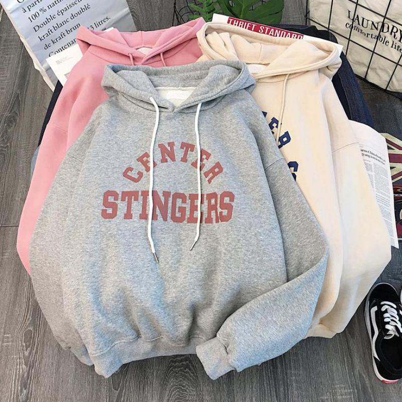 Zuolunouba Winter Thick Section Women&#39;s Clothing Print Letter Harajuku Women Hoody Sweatshirt Fashion Long Sleeve Lady Pullover