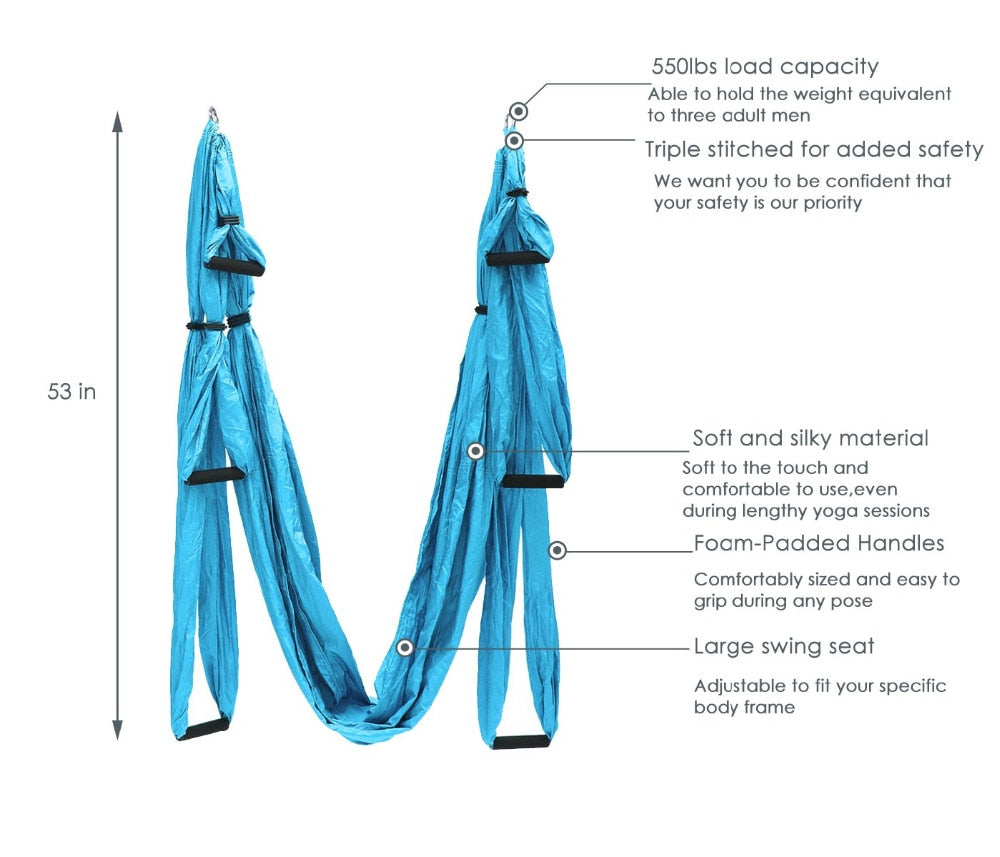 Anti-gravity Aerial Yoga Hammock Set Multifunction Yoga Belt Flying Yoga Inversion Tool for Pilates Body Shaping with Carry Bag