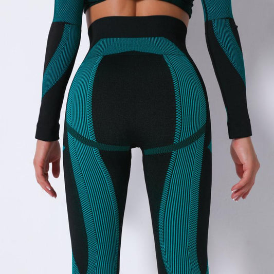 CHRLEISURE Leggings Women Stripe Yoga Pants Autumn Spring Sport Leggings Fitness High Waist Push Up GYM Running Workout Trousers