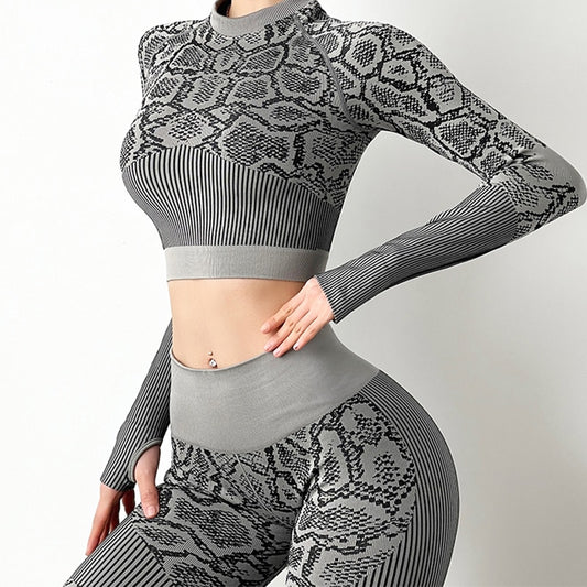 Seamless Yoga Suit women Crop Top Workout leggings Leopard Print Training Suit Fitness Gym Clothes Tracksuit Sportswear