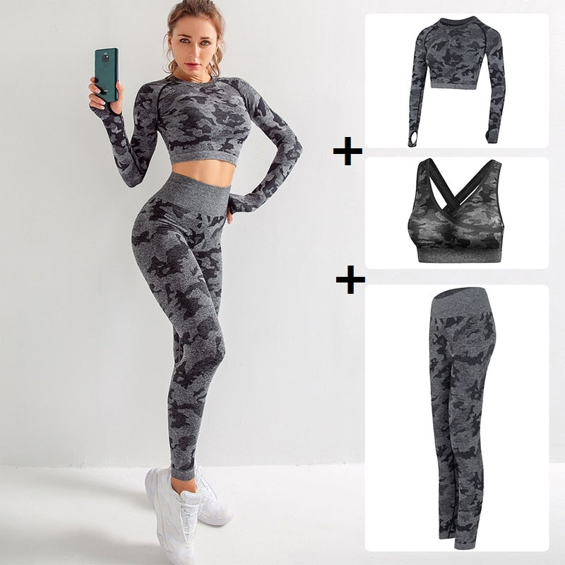 Women Gym Set Clothes 2 Piece Yoga Set Sports Bra and Leggings Jogging Seamless Workout Sports Tights Women Fitness Sports Suit