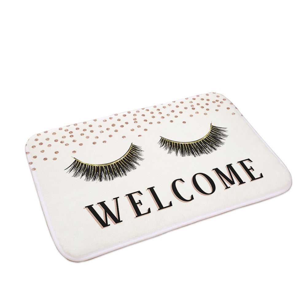 Anti-slip Absorb water Bath mat  Cartoon eyelash Bathroom kitchen bedroon floor mat Entrance kids prayer mat 40*60cm 0050