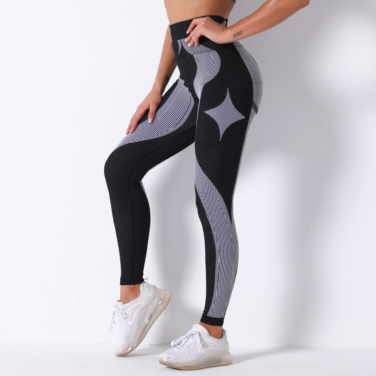 CHRLEISURE Leggings Women Stripe Yoga Pants Autumn Spring Sport Leggings Fitness High Waist Push Up GYM Running Workout Trousers