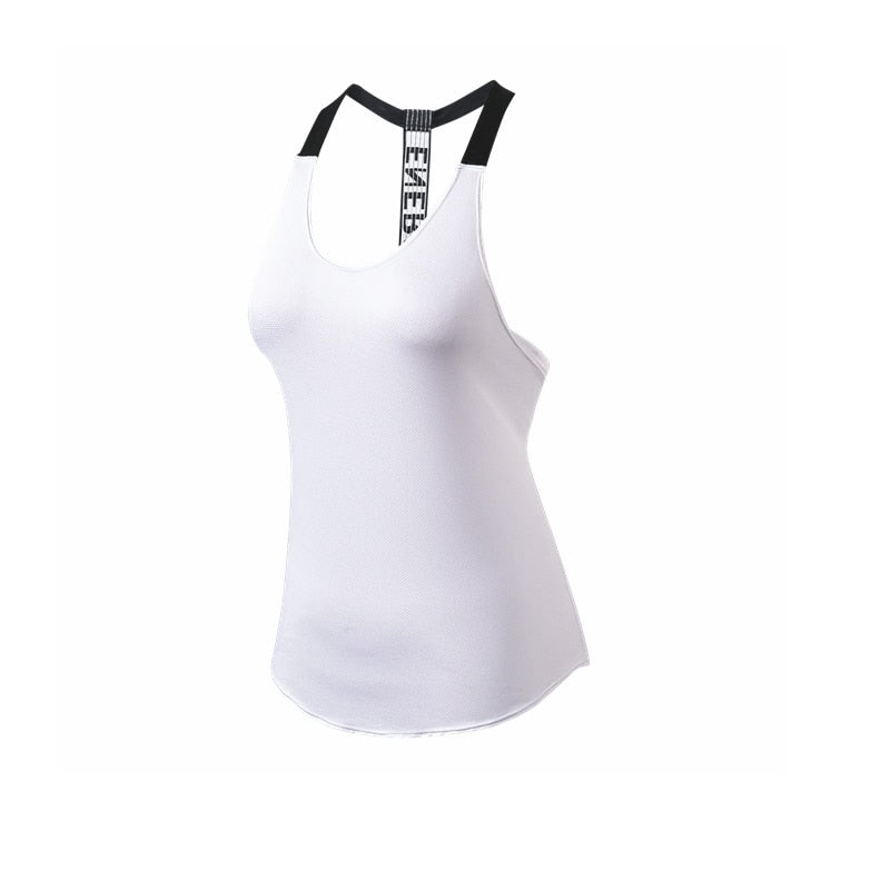 Women Yoga Shirts T-Backless Loose Sleeveless Sports Shirts Fitness Workout Crop Tops Shirt Vest Quick Drying Female Sportswear